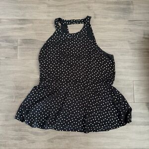 Gold Polkadot Peplum Sleeveless Blouse size XL